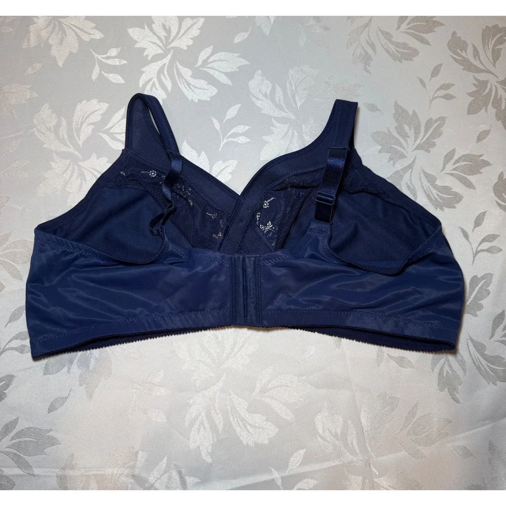 Glamorise MagicLift Minimizer Lace Bra Navy Blue 44DD
